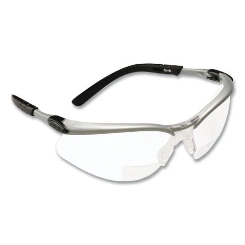 Bx Molded-in Diopter Safety Glasses, 2.0+ Diopter Strength, Silver/black Frame, Clear Lens - Image 2