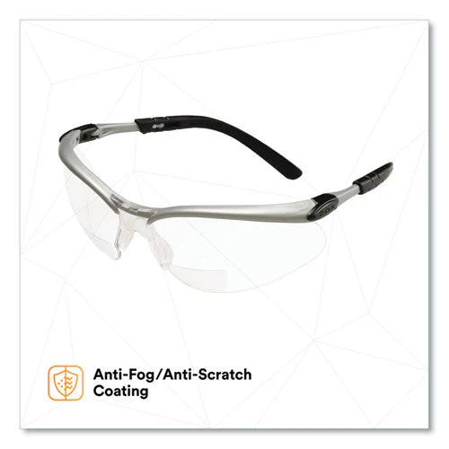 Bx Molded-in Diopter Safety Glasses, 2.5+ Diopter Strength, Silver/black Frame, Clear Lens - Image 2