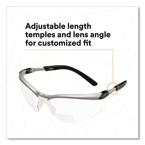 Bx Molded-in Diopter Safety Glasses, 2.5+ Diopter Strength, Silver/black Frame, Clear Lens - Image 3