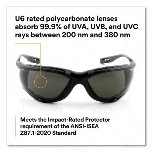 Virtua Ccs Protective Eyewear With Foam Gasket, Black/gray Plastic Frame, Gray Polycarbonate Lens - Image 3