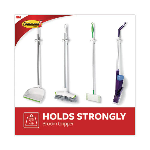 Broom Gripper, 3.12w X 1.85d X 3.34h, White/gray, 3 Grippers/6 Strips - Image 3