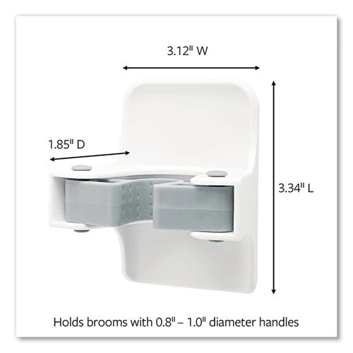 Broom Gripper, 3.12w X 1.85d X 3.34h, White/gray, 2 Grippers/4 Strips - Image 1