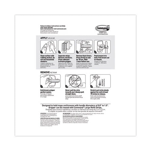 Broom Gripper, 3.12w X 1.85d X 3.34h, White/gray, 6 Grippers/16 Strips/pack - Image 3