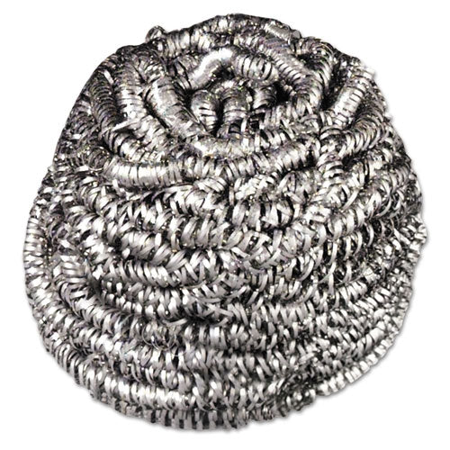Stainless Steel Scrubber, Silver, 12/carton - Image 1