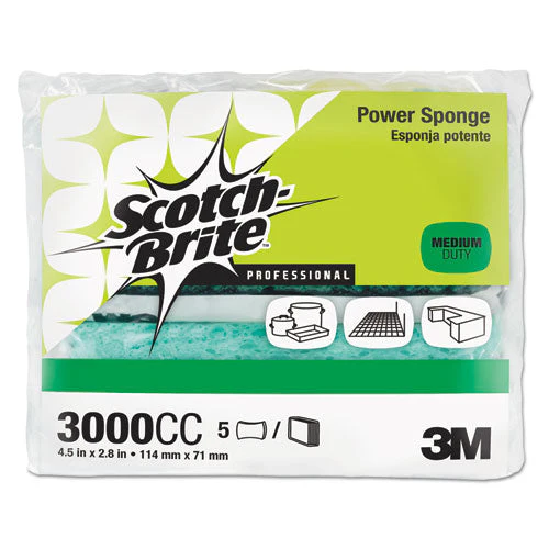 Power Sponge, 2.8 X 4.5, 0.6" Thick, Blue/teal, 5/pack - Image 1