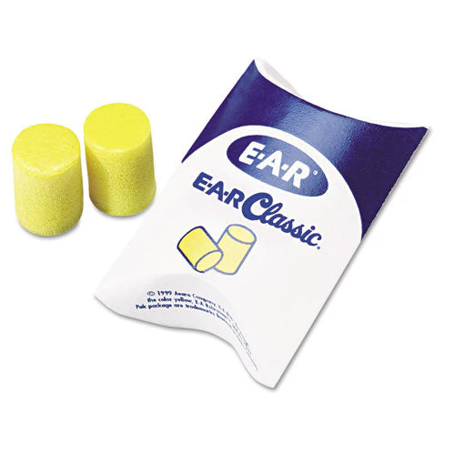 E-a-r Classic Earplugs, Pillow Paks, Cordless, Pvc Foam, Yellow, 200 Pairs/box - Image 1