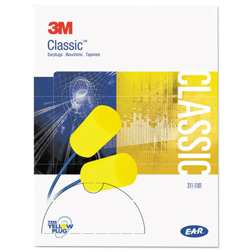 E-a-r Classic Earplugs, Corded, Pvc Foam, Yellow, 200 Pairs/box - Image 3