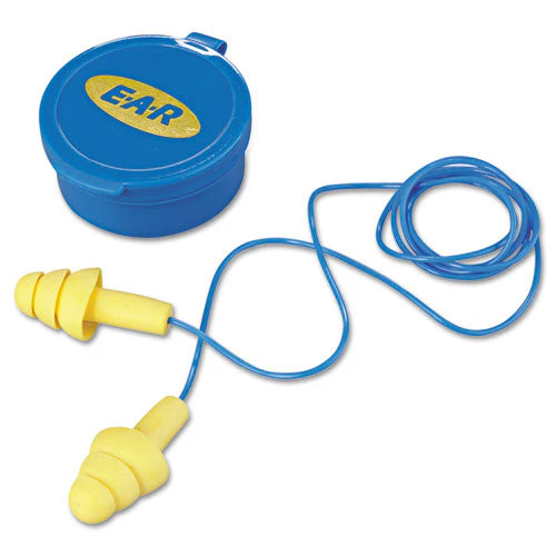 E-a-r Ultrafit Multi-use Earplugs, Corded, 25nrr, Yellow/blue, 50 Pairs - Image 1