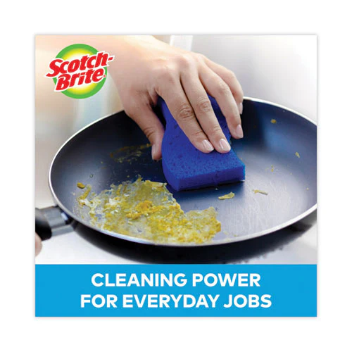 Non-scratch Multi-purpose Scrub Sponge, 4.4 X 2.6, 0.8" Thick, Blue, 6/pack - Image 3
