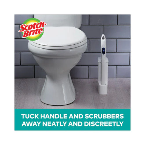 Toilet Scrubber Starter Kit, 1 Handle And 5 Scrubbers, White/blue - Image 3