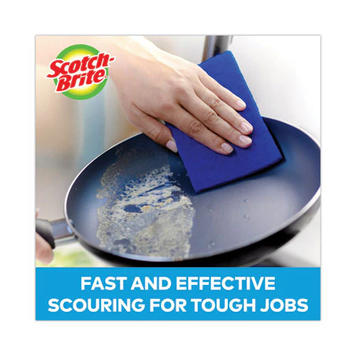 Non-scratch Scour Pads, Size 3 X 6, Blue, 10/carton - Image 3