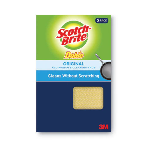 Dobie All-purpose Cleaning Pad, 4.3 X 2.6, 0.5" Thick, Yellow, 3/pack - Image 1