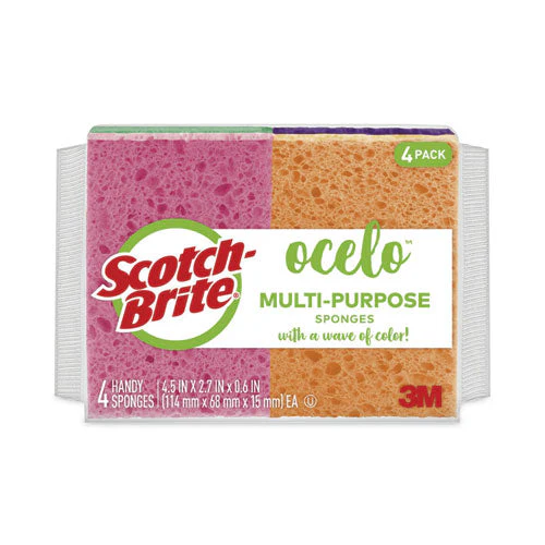 Vibrant Color Sponges, 4.7 X 3, 0.6" Thick, Assorted Colors, 4/pack - Image 1