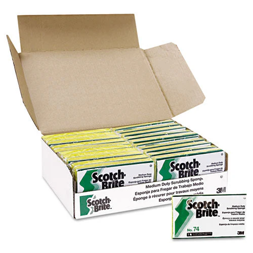 Medium-duty Scrubbing Sponge, 3.6 X 6.1, 0.7" Thick, Yellow/green, 20/carton - Image 1