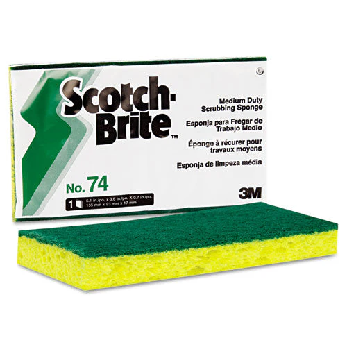 Medium-duty Scrubbing Sponge, 3.6 X 6.1, 0.7" Thick, Yellow/green, 20/carton - Image 2