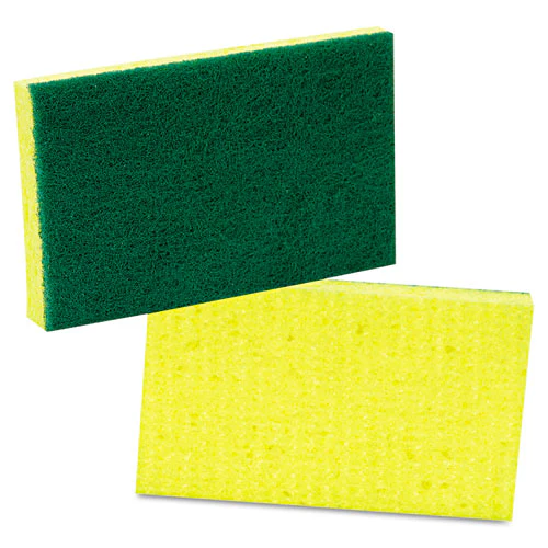 Medium-duty Scrubbing Sponge, 3.6 X 6.1, 0.7" Thick, Yellow/green, 20/carton - Image 3
