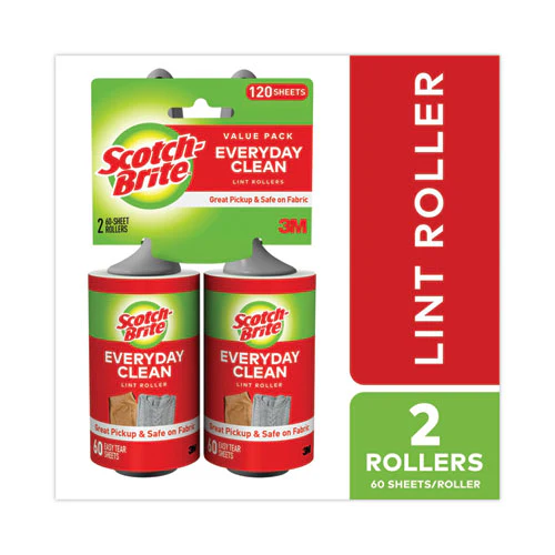 Lint Roller, Heavy-duty Handle, 60 Sheets Roller, 2/pack - Image 1
