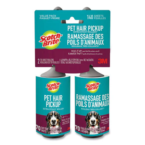 Pet Hair Pickup Lint Roller, 70 Sheets/roller, 2/pack - Image 1