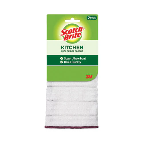 Kitchen Cleaning Cloth, Microfiber, 11.4 X 12.4, White, 2/pack, 12 Packs/carton - Image 1