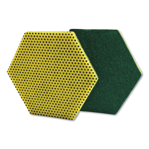 Dual Purpose Scour Pad, 5 X 5.75, Green/yellow, 15/carton - Image 1