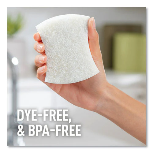 Greener Clean Non-scratch Scrub Sponge, 2.6 X 3.3, 0.7" Thick, White, 6/pack - Image 2