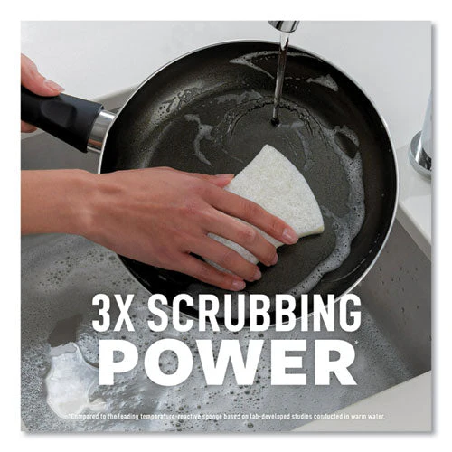 Greener Clean Non-scratch Scrub Sponge, 2.6 X 3.3, 0.7" Thick, White, 6/pack - Image 3