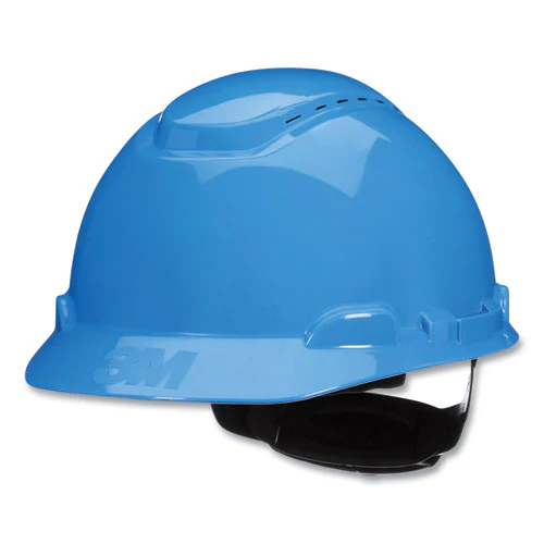 Securefit H-series Hard Hats, H-700 Vented Cap With Uv Indicator, 4-point Pressure Diffusion Ratchet Suspension, Blue - Image 1