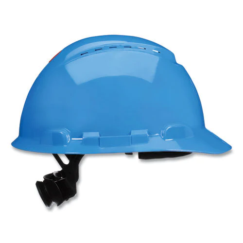 Securefit H-series Hard Hats, H-700 Vented Cap With Uv Indicator, 4-point Pressure Diffusion Ratchet Suspension, Blue - Image 3