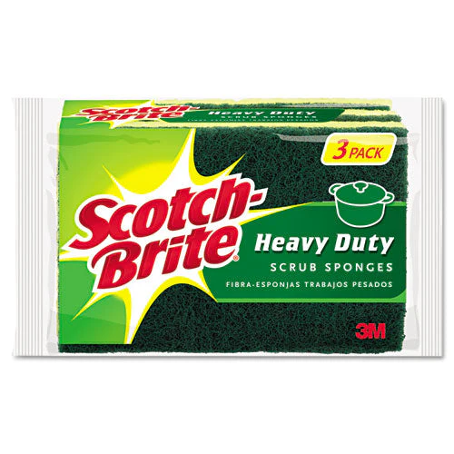 Heavy-duty Scrub Sponge, 4.5 X 2.7, 0.6" Thick, Yellow/green, 3/pack - Image 1