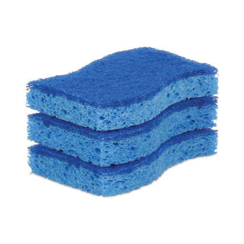 Non-scratch Multi-purpose Scrub Sponge, 4.4 X 2.6, 0.8" Thick, Blue, 3/pack - Image 3