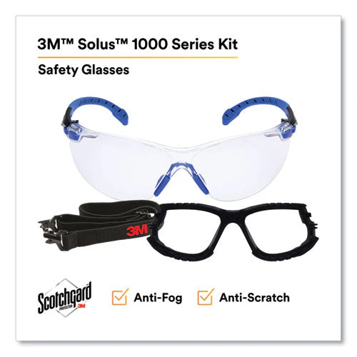 Solus 1000 Series Safety Glasses, Black/blue Plastic Frame, Clear Polycarbonate Lens - Image 3
