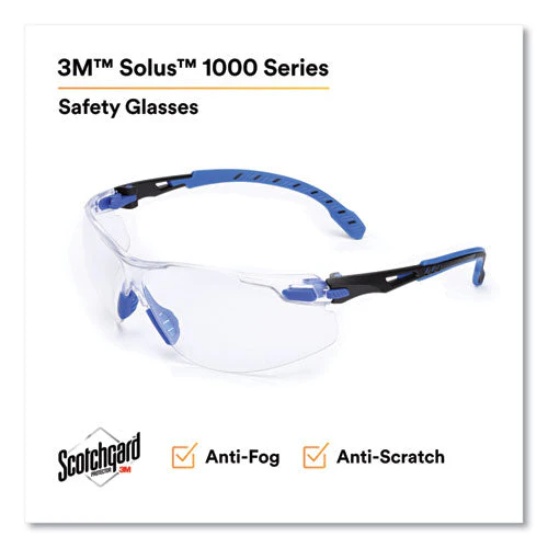 Solus 1000 Series Safety Glasses, Blue Plastic Frame, Clear Polycarbonate Lens - Image 3