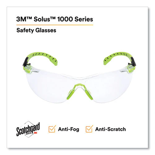 Solus 1000-series Safety Glasses, Black/green Plastic Frame, Clear Polycarbonate Lens - Image 3