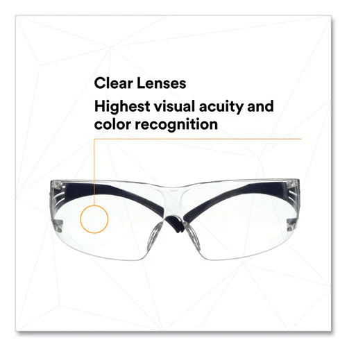 Securefit Protective Eyewear, 200 Series, Dark Blue Plastic Frame, Clear Polycarbonate Lens - Image 2