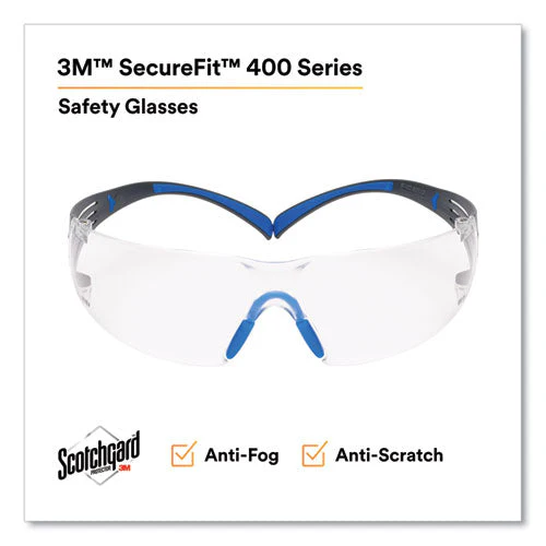 Securefit Protective Eyewear, 400 Series, Black/blue Plastic Frame, Clear Polycarbonate Lens - Image 3