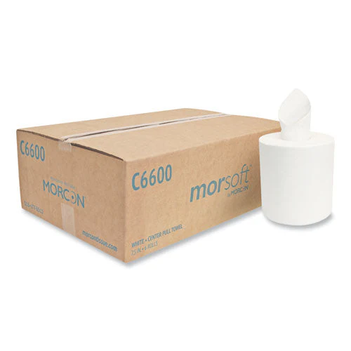 Morsoft Center-pull Roll Towels, 2-ply, 6.9" Dia, White, 600 Sheets/roll, 6 Rolls/carton - Image 1