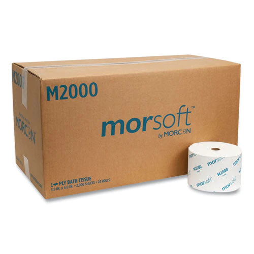 Small Core Bath Tissue, Septic Safe, 1-ply, White, 2,000 Sheets/roll, 24 Rolls/carton - Image 1