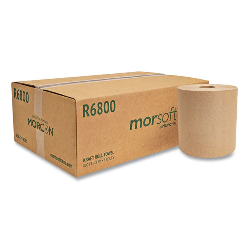 Morsoft Universal Roll Towels, 1-ply, 8" X 800 Ft, Brown, 6 Rolls/carton - Image 1