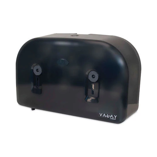 Valay Plastic Mini Jumbo Bath Tissue Dispenser, Two Rolls, 9.75 X 15.87 X 5.25, Black - Image 1
