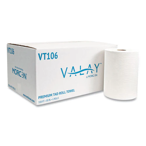 10 Inch Tad Roll Towels, 1-ply, 10″ X 550 Ft, White, 6 Rolls/carton