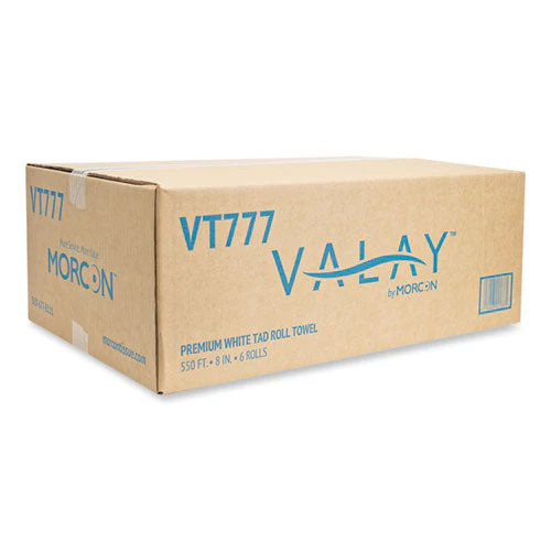 Valay Proprietary Tad Roll Towels, 1-ply, 7.5" X 550 Ft, White, 6 Rolls/carton - Image 2