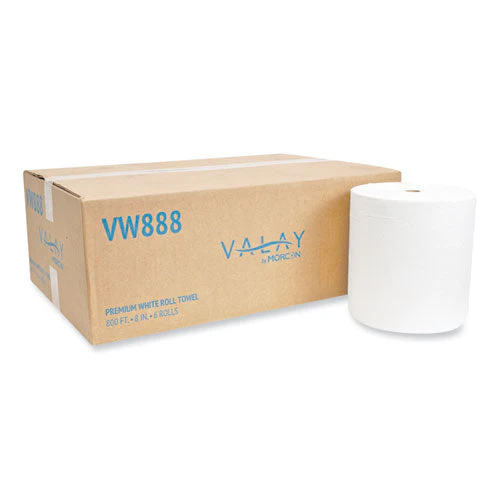 Valay Proprietary Roll Towels, 1-ply, 8" X 800 Ft, White, 6 Rolls/carton - Image 1