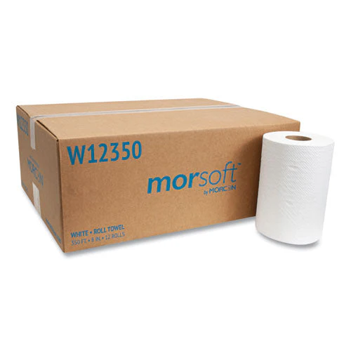 Morsoft Universal Roll Towels, 1-ply, 8" X 350 Ft, White, 12 Rolls/carton - Image 1