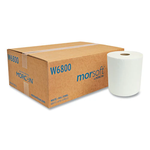 Morsoft Universal Roll Towels, 1-ply, 8" X 800 Ft, White, 6 Rolls/carton - Image 1