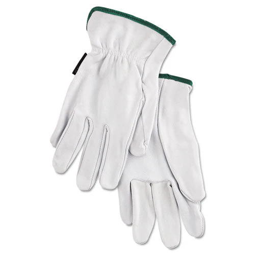 Grain Goatskin Driver Gloves, White, Medium, 12 Pairs - Image 1