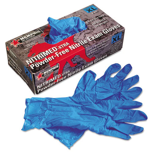 Nitri-med Disposable Nitrile Gloves, Blue, X-large, 100/box - Image 1