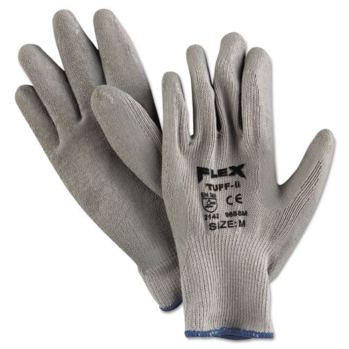 Flextuff Latex Dipped Gloves, Gray, Medium, 12 Pairs - Image 1
