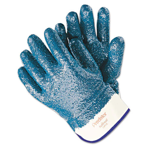 Predator Premium Nitrile-coated Gloves, Blue/white, Large, 12 Pairs - Image 1