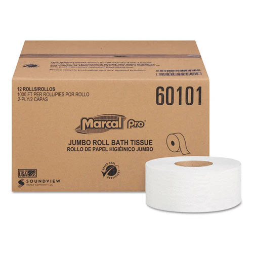 100% Recycled Bathroom Tissue, Septic Safe, 2-ply, White, 3.3″ X 1,000 Ft, 12 Rolls/carton
