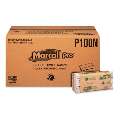 Folded Paper Towels, 1-ply, 12.88  X 10.13, Natural, 150/pack, 16 Packs/carton - Image 1